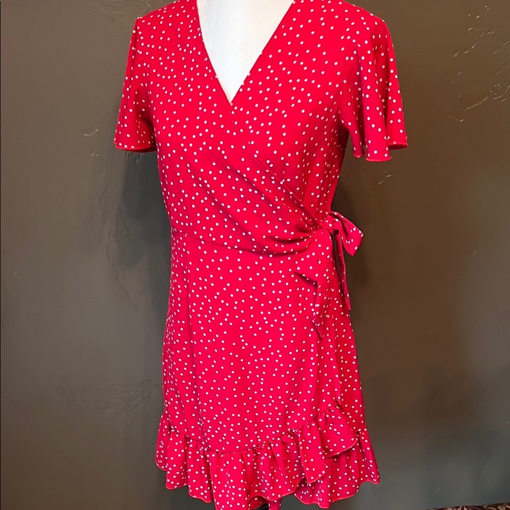 Relipop Red Polka Dot Wrap Dress